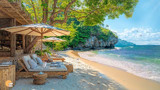Beach Cafe Ambience - Bossa Nova Jazz Music & Ocean Waves Sounds for a Joyful New Day