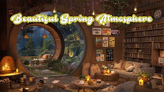 Beautiful Spring Atmosphere | Cozy Coffee Porch & Relaxing Piano Music for Study & Working