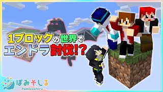 【マイクラ】制限時間1時間！ワンブロックの世界でエンドラ討伐！！【ぽみそしる】