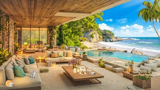 Morning Jazz Cafe by the Tropical Beach - Positive Bossa Nova & Ocean Waves Sounds For Relaxion